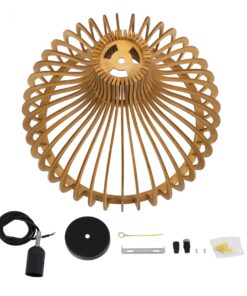 GloboStar® SCANDINAVIA 01701 Μοντέρνο Κρεμαστό Φωτιστικό Οροφής Μονόφωτο 1 x E27 Μπεζ Ξύλινο Πλέγμα Φ45 x Υ45cm