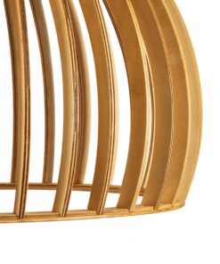 GloboStar® SCANDINAVIA 01701 Μοντέρνο Κρεμαστό Φωτιστικό Οροφής Μονόφωτο 1 x E27 Μπεζ Ξύλινο Πλέγμα Φ45 x Υ45cm