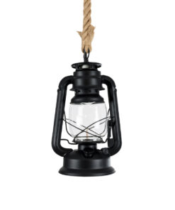GloboStar® BARBAROSSA 01704 Vintage Κρεμαστό Φωτιστικό Οροφής Μονόφωτο 1 x E27 AC220-240V IP20 – Φ18 x Υ28cm – Μαύρο Μεταλλικό με Διάφανο Γυαλί και Ανάρτηση Σχοινί Τριχιάς – 5 Χρόνια Εγγύηση