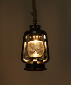 GloboStar® BARBAROSSA 01704 Vintage Κρεμαστό Φωτιστικό Οροφής Μονόφωτο 1 x E27 AC220-240V IP20 – Φ18 x Υ28cm – Μαύρο Μεταλλικό με Διάφανο Γυαλί και Ανάρτηση Σχοινί Τριχιάς – 5 Χρόνια Εγγύηση