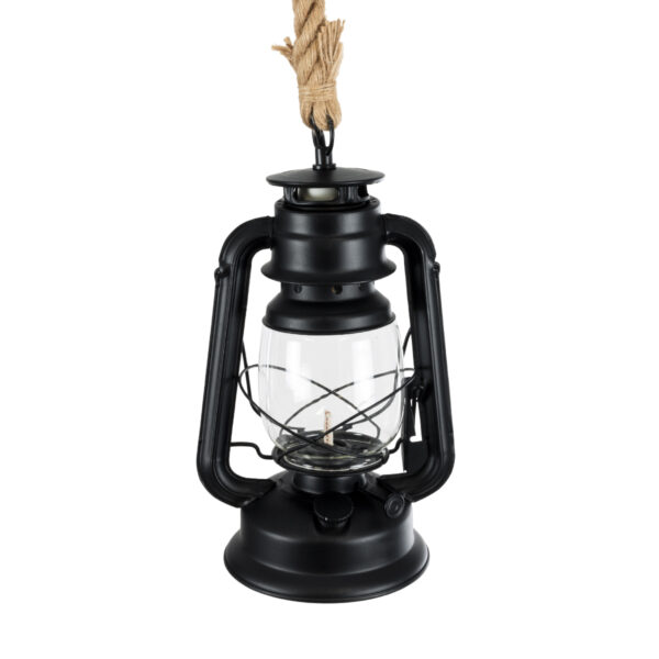 GloboStar® BARBAROSSA 01704 Vintage Κρεμαστό Φωτιστικό Οροφής Μονόφωτο 1 x E27 AC220-240V IP20 – Φ18 x Υ28cm – Μαύρο Μεταλλικό με Διάφανο Γυαλί και Ανάρτηση Σχοινί Τριχιάς – 5 Χρόνια Εγγύηση