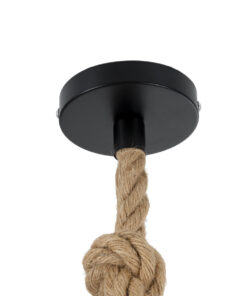 GloboStar® BARBAROSSA 01704 Vintage Κρεμαστό Φωτιστικό Οροφής Μονόφωτο 1 x E27 AC220-240V IP20 – Φ18 x Υ28cm – Μαύρο Μεταλλικό με Διάφανο Γυαλί και Ανάρτηση Σχοινί Τριχιάς – 5 Χρόνια Εγγύηση