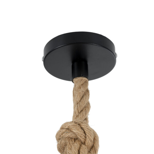 GloboStar® BARBAROSSA 01704 Vintage Κρεμαστό Φωτιστικό Οροφής Μονόφωτο 1 x E27 AC220-240V IP20 – Φ18 x Υ28cm – Μαύρο Μεταλλικό με Διάφανο Γυαλί και Ανάρτηση Σχοινί Τριχιάς – 5 Χρόνια Εγγύηση