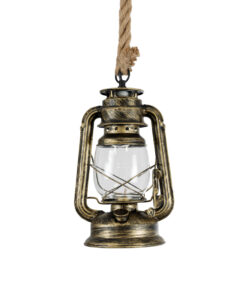 GloboStar® BARBAROSSA 01705 Vintage Κρεμαστό Φωτιστικό Οροφής Μονόφωτο 1 x E27 AC220-240V IP20 – Φ18 x Υ28cm – Χρυσό Αντικέ με Διάφανο Γυαλί και Ανάρτηση Σχοινί Τριχιάς – 5 Χρόνια Εγγύηση