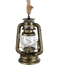 GloboStar® BARBAROSSA 01705 Vintage Κρεμαστό Φωτιστικό Οροφής Μονόφωτο 1 x E27 AC220-240V IP20 – Φ18 x Υ28cm – Χρυσό Αντικέ με Διάφανο Γυαλί και Ανάρτηση Σχοινί Τριχιάς – 5 Χρόνια Εγγύηση