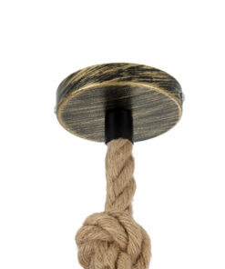 GloboStar® BARBAROSSA 01705 Vintage Κρεμαστό Φωτιστικό Οροφής Μονόφωτο 1 x E27 AC220-240V IP20 – Φ18 x Υ28cm – Χρυσό Αντικέ με Διάφανο Γυαλί και Ανάρτηση Σχοινί Τριχιάς – 5 Χρόνια Εγγύηση