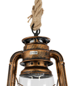 GloboStar® BARBAROSSA 01706 Vintage Κρεμαστό Φωτιστικό Οροφής Μονόφωτο 1 x E27 AC220-240V IP20 – Φ18 x Υ28cm – Μπρούτζινο Αντικέ Μεταλλικό με Διάφανο Γυαλί και Ανάρτηση Σχοινί Τριχιάς – 5 Χρόνια Εγγύηση