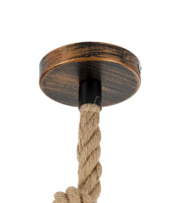 GloboStar® BARBAROSSA 01706 Vintage Κρεμαστό Φωτιστικό Οροφής Μονόφωτο 1 x E27 AC220-240V IP20 – Φ18 x Υ28cm – Μπρούτζινο Αντικέ Μεταλλικό με Διάφανο Γυαλί και Ανάρτηση Σχοινί Τριχιάς – 5 Χρόνια Εγγύηση