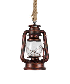 GloboStar® BARBAROSSA 01707 Vintage Κρεμαστό Φωτιστικό Οροφής Μονόφωτο 1 x E27 AC220-240V IP20 – Φ18 x Υ28cm – Χάλκινο Αντικέ Μεταλλικό με Διάφανο Γυαλί και Ανάρτηση Σχοινί Τριχιάς – 5 Χρόνια Εγγύηση