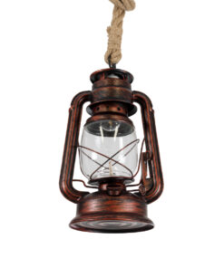 GloboStar® BARBAROSSA 01707 Vintage Κρεμαστό Φωτιστικό Οροφής Μονόφωτο 1 x E27 AC220-240V IP20 – Φ18 x Υ28cm – Χάλκινο Αντικέ Μεταλλικό με Διάφανο Γυαλί και Ανάρτηση Σχοινί Τριχιάς – 5 Χρόνια Εγγύηση