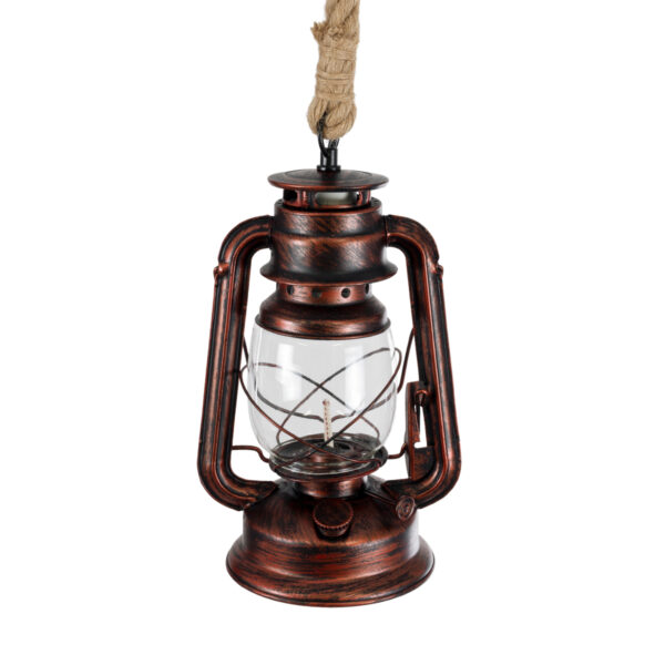 GloboStar® BARBAROSSA 01707 Vintage Κρεμαστό Φωτιστικό Οροφής Μονόφωτο 1 x E27 AC220-240V IP20 – Φ18 x Υ28cm – Χάλκινο Αντικέ Μεταλλικό με Διάφανο Γυαλί και Ανάρτηση Σχοινί Τριχιάς – 5 Χρόνια Εγγύηση