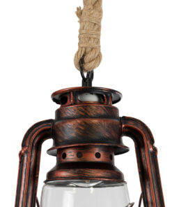 GloboStar® BARBAROSSA 01707 Vintage Κρεμαστό Φωτιστικό Οροφής Μονόφωτο 1 x E27 AC220-240V IP20 – Φ18 x Υ28cm – Χάλκινο Αντικέ Μεταλλικό με Διάφανο Γυαλί και Ανάρτηση Σχοινί Τριχιάς – 5 Χρόνια Εγγύηση