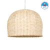 GloboStar® BERMUDA 01708 Μοντέρνο Κρεμαστό Φωτιστικό Οροφής Μονόφωτο 1 x E27 Μπεζ Μπαμπού Καμπάνα Φ31 x Υ22cm