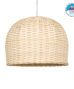 GloboStar® BERMUDA 01708 Μοντέρνο Κρεμαστό Φωτιστικό Οροφής Μονόφωτο 1 x E27 Μπεζ Μπαμπού Καμπάνα Φ31 x Υ22cm