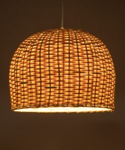 GloboStar® BERMUDA 01708 Μοντέρνο Κρεμαστό Φωτιστικό Οροφής Μονόφωτο 1 x E27 Μπεζ Μπαμπού Καμπάνα Φ31 x Υ22cm