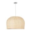 GloboStar® BERMUDA 01709 Μοντέρνο Κρεμαστό Φωτιστικό Οροφής Μονόφωτο 1 x E27 Μπεζ Μπαμπού Καμπάνα Φ50 x Υ34cm