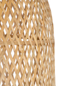 GloboStar® CALERO 01711 Μοντέρνο Κρεμαστό Φωτιστικό Οροφής Μονόφωτο 1 x E27 Μπεζ Μπαμπού Καμπάνα Φ30 x Υ70cm