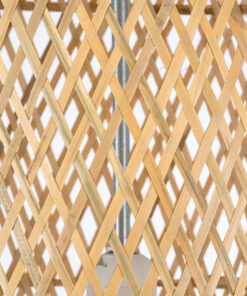 GloboStar® CALERO 01711 Μοντέρνο Κρεμαστό Φωτιστικό Οροφής Μονόφωτο 1 x E27 Μπεζ Μπαμπού Καμπάνα Φ30 x Υ70cm