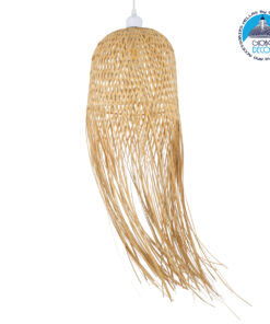 GloboStar® MANILA 01713 Μοντέρνο Κρεμαστό Φωτιστικό Οροφής Μονόφωτο 1 x E27 Μπεζ Μπαμπού Καμπάνα Φ25 x Υ60cm