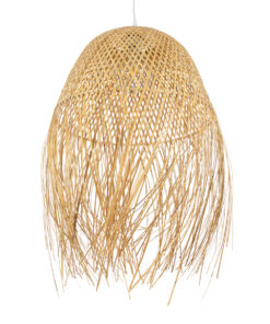 GloboStar® MANILA 01714 Μοντέρνο Κρεμαστό Φωτιστικό Οροφής Μονόφωτο 1 x E27 Μπεζ Μπαμπού Καμπάνα Φ45 x Υ60cm