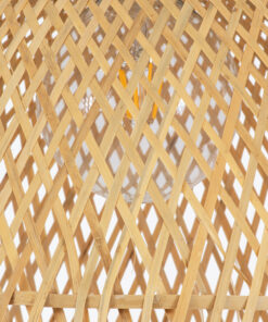 GloboStar® MANILA 01714 Μοντέρνο Κρεμαστό Φωτιστικό Οροφής Μονόφωτο 1 x E27 Μπεζ Μπαμπού Καμπάνα Φ45 x Υ60cm