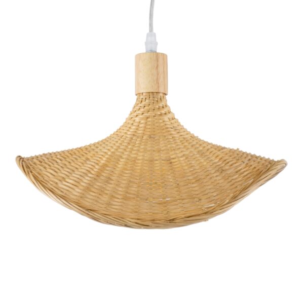 GloboStar® CUBA 01715 Vintage Κρεμαστό Φωτιστικό Οροφής Μονόφωτο 1 x E27 Μπεζ Ξύλινο Bamboo Φ33 x Y25cm