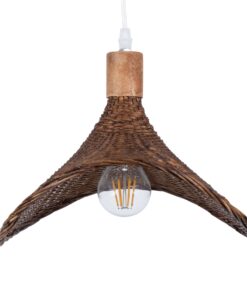GloboStar® CUBA 01716 Vintage Κρεμαστό Φωτιστικό Οροφής Μονόφωτο 1 x E27 Καφέ Ξύλινο Bamboo Φ33 x Y25cm