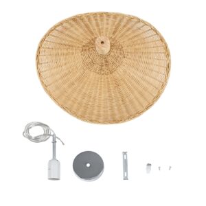 GloboStar® CUBA 01717 Vintage Κρεμαστό Φωτιστικό Οροφής Μονόφωτο 1 x E27 Μπεζ Ξύλινο Bamboo Φ43 x Y30cm