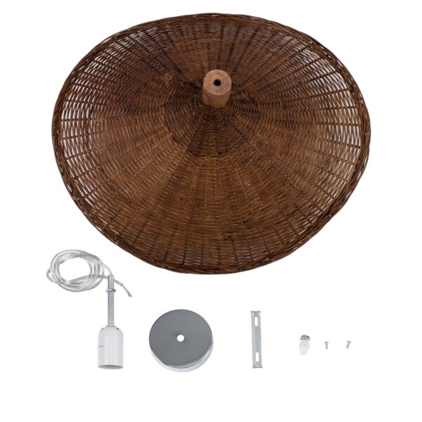 GloboStar® CUBA 01720 Vintage Κρεμαστό Φωτιστικό Οροφής Μονόφωτο 1 x E27 Καφέ Ξύλινο Bamboo Φ53 x Y30cm