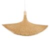 GloboStar® CUBA 01721 Vintage Κρεμαστό Φωτιστικό Οροφής Μονόφωτο 1 x E27 Μπεζ Ξύλινο Bamboo Φ63 x Y32cm
