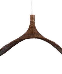 GloboStar® CUBA 01722 Vintage Κρεμαστό Φωτιστικό Οροφής Μονόφωτο 1 x E27 Καφέ Ξύλινο Bamboo Φ63 x Y32cm