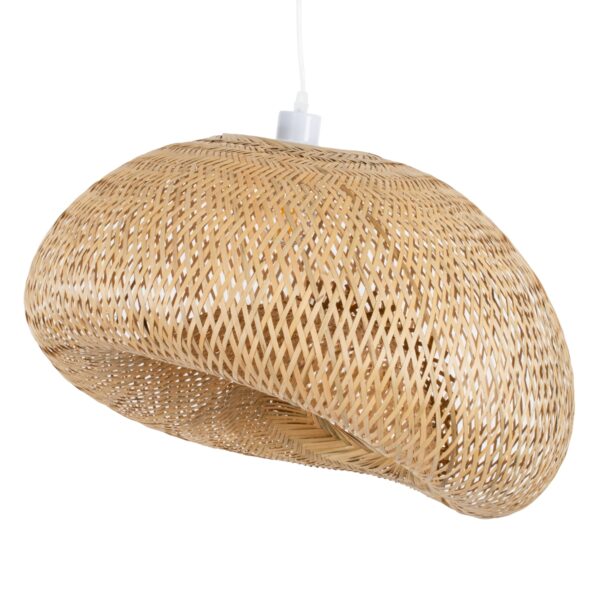 GloboStar® CARIBBEAN 01724 Vintage Κρεμαστό Φωτιστικό Οροφής Μονόφωτο 1 x E27 Μπεζ Ξύλινο Bamboo Φ60 x Y38cm
