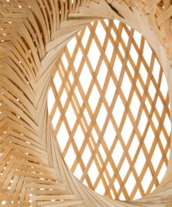 GloboStar® CARIBBEAN 01724 Vintage Κρεμαστό Φωτιστικό Οροφής Μονόφωτο 1 x E27 Μπεζ Ξύλινο Bamboo Φ60 x Y38cm