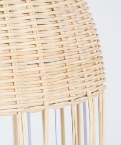 GloboStar® LUCIA 01725 Μοντέρνο Κρεμαστό Φωτιστικό Οροφής Μονόφωτο 1 x E27 Μπεζ Μπαμπού Καμπάνα Φ40 x Υ34cm