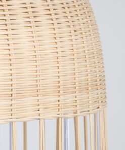 GloboStar® LUCIA 01726 Μοντέρνο Κρεμαστό Φωτιστικό Οροφής Μονόφωτο 1 x E27 Μπεζ Μπαμπού Καμπάνα Φ60 x Υ60cm