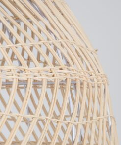 GloboStar® COMORES 01728 Μοντέρνο Κρεμαστό Φωτιστικό Οροφής Μονόφωτο 1 x E27 Μπεζ Μπαμπού Καμπάνα Φ60 x Υ29cm