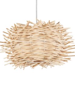 GloboStar® MINORCA 01729 Μοντέρνο Κρεμαστό Φωτιστικό Οροφής Μονόφωτο 1 x E27 Μπεζ Μπαμπού Καμπάνα Φ30 x Υ18cm