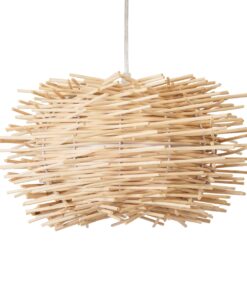 GloboStar® MINORCA 01730 Μοντέρνο Κρεμαστό Φωτιστικό Οροφής Μονόφωτο 1 x E27 Μπεζ Μπαμπού Καμπάνα Φ35 x Υ23cm