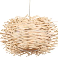 GloboStar® MINORCA 01730 Μοντέρνο Κρεμαστό Φωτιστικό Οροφής Μονόφωτο 1 x E27 Μπεζ Μπαμπού Καμπάνα Φ35 x Υ23cm