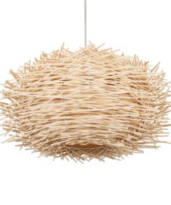 GloboStar® MINORCA 01731 Μοντέρνο Κρεμαστό Φωτιστικό Οροφής Μονόφωτο 1 x E27 Μπεζ Μπαμπού Καμπάνα Φ60 x Υ35cm