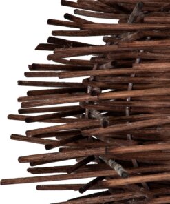 GloboStar® MINORCA 01733 Μοντέρνο Κρεμαστό Φωτιστικό Οροφής Μονόφωτο 1 x E27 Καφέ Μπαμπού Καμπάνα Φ35 x Υ23cm