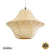GloboStar® JUNIPER 01737 Boho Κρεμαστό Φωτιστικό Οροφής Μονόφωτο 1 x E27 AC220-240V IP20 – Φ45 x Υ40cm – Μπεζ Ξύλινο Μπαμπού Πλέγμα Καμπάνα – 5 Χρόνια Εγγύηση