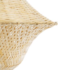 GloboStar® JUNIPER 01737 Boho Κρεμαστό Φωτιστικό Οροφής Μονόφωτο 1 x E27 AC220-240V IP20 – Φ45 x Υ40cm – Μπεζ Ξύλινο Μπαμπού Πλέγμα Καμπάνα – 5 Χρόνια Εγγύηση