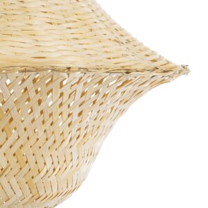 GloboStar® JUNIPER 01737 Boho Κρεμαστό Φωτιστικό Οροφής Μονόφωτο 1 x E27 AC220-240V IP20 – Φ45 x Υ40cm – Μπεζ Ξύλινο Μπαμπού Πλέγμα Καμπάνα – 5 Χρόνια Εγγύηση