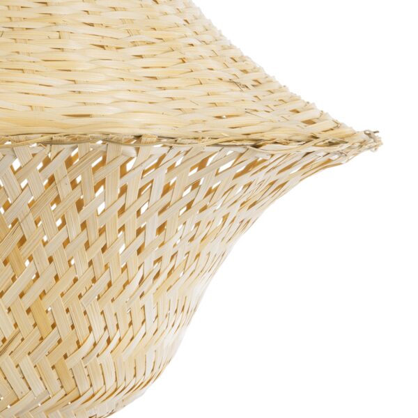 GloboStar® JUNIPER 01737 Boho Κρεμαστό Φωτιστικό Οροφής Μονόφωτο 1 x E27 AC220-240V IP20 – Φ45 x Υ40cm – Μπεζ Ξύλινο Μπαμπού Πλέγμα Καμπάνα – 5 Χρόνια Εγγύηση