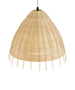 GloboStar® AQUATIC 01742 Boho Κρεμαστό Φωτιστικό Οροφής Μονόφωτο 1 x E27 AC220-240V IP20 – Φ40 x Υ36cm – Μπεζ Ξύλινο Μπαμπού Πλέγμα Καμπάνα – 5 Χρόνια Εγγύηση