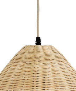 GloboStar® AQUATIC 01742 Boho Κρεμαστό Φωτιστικό Οροφής Μονόφωτο 1 x E27 AC220-240V IP20 – Φ40 x Υ36cm – Μπεζ Ξύλινο Μπαμπού Πλέγμα Καμπάνα – 5 Χρόνια Εγγύηση