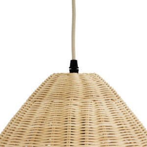 GloboStar® AQUATIC 01742 Boho Κρεμαστό Φωτιστικό Οροφής Μονόφωτο 1 x E27 AC220-240V IP20 – Φ40 x Υ36cm – Μπεζ Ξύλινο Μπαμπού Πλέγμα Καμπάνα – 5 Χρόνια Εγγύηση