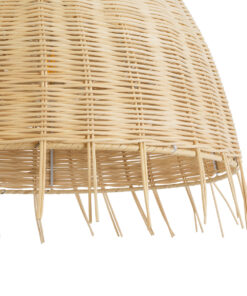 GloboStar® AQUATIC 01742 Boho Κρεμαστό Φωτιστικό Οροφής Μονόφωτο 1 x E27 AC220-240V IP20 – Φ40 x Υ36cm – Μπεζ Ξύλινο Μπαμπού Πλέγμα Καμπάνα – 5 Χρόνια Εγγύηση