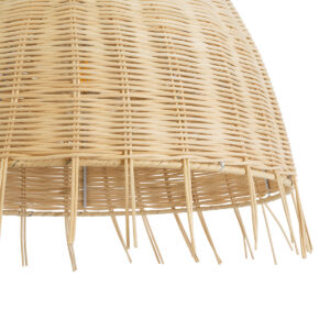 GloboStar® AQUATIC 01742 Boho Κρεμαστό Φωτιστικό Οροφής Μονόφωτο 1 x E27 AC220-240V IP20 – Φ40 x Υ36cm – Μπεζ Ξύλινο Μπαμπού Πλέγμα Καμπάνα – 5 Χρόνια Εγγύηση